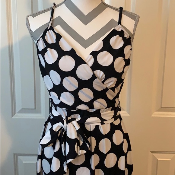 Merona Vintage Style Polka Dot Dress L with belt - Picture 2 of 4
